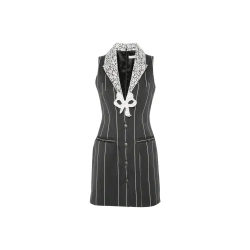 Alessandra Rich Sleeveless Pinstripe Mini Dress