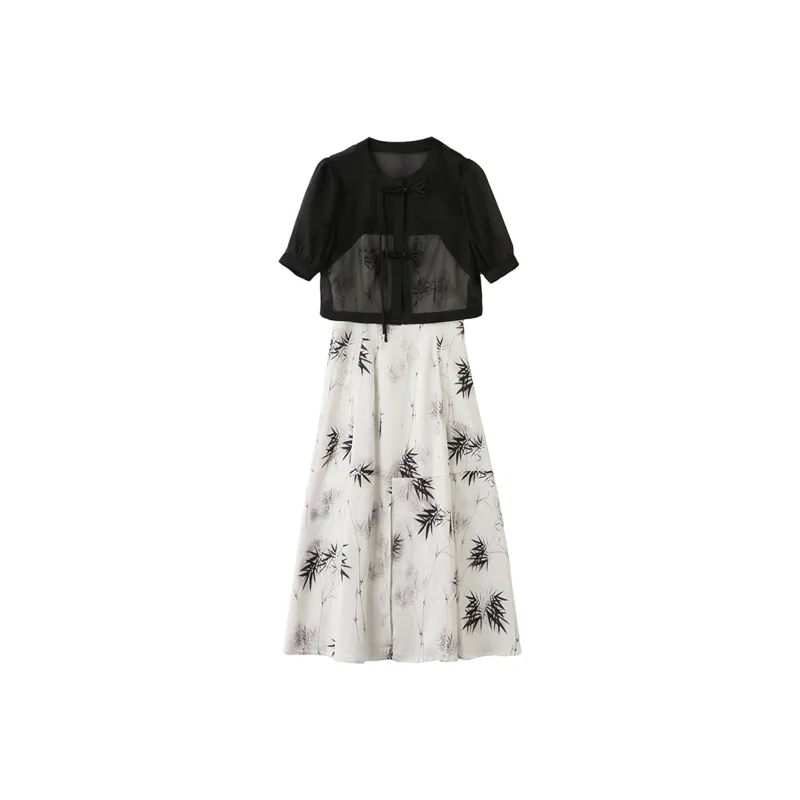 Mula Skirt Set Women's White Black-0