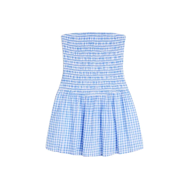 Hollister Sleeveless Dress Women's Blue Plaid-0