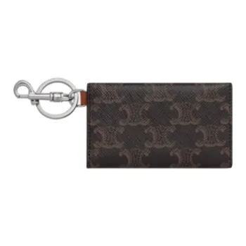 CELINE Triomphe Canvas With Calfskin Card Holder Women's Brown