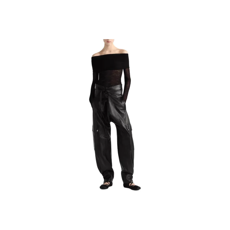 DIOR Leather Pants Women's Black-0