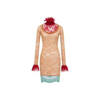SAINT LAURENT Long Sleeved Dress Women's Orange