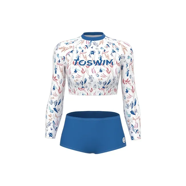 TOSWIM Summer Two Piece Swimsuit Women's Fresh Blue Floral-0