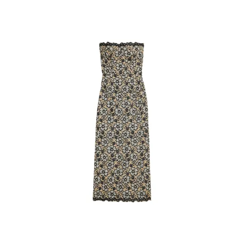 SCANLAN THEODORE Embroidered Floral Dress Sleeveless Dress Women's Black Cream
