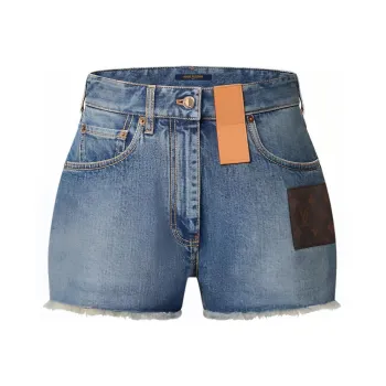 LOUIS VUITTON Frayed Hem Denim Mini Shorts