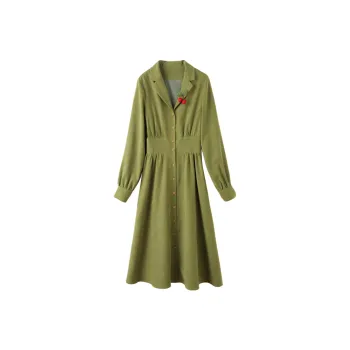 ANNECHEN Long Sleeved Dress Women's Grasshopper Green