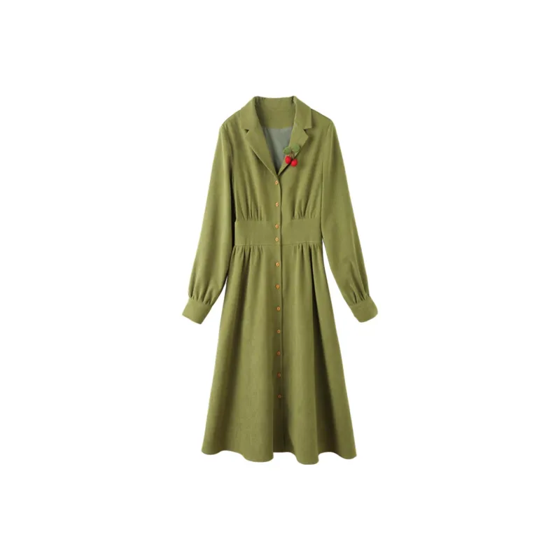 ANNECHEN Long Sleeved Dress Women's Grasshopper Green-0