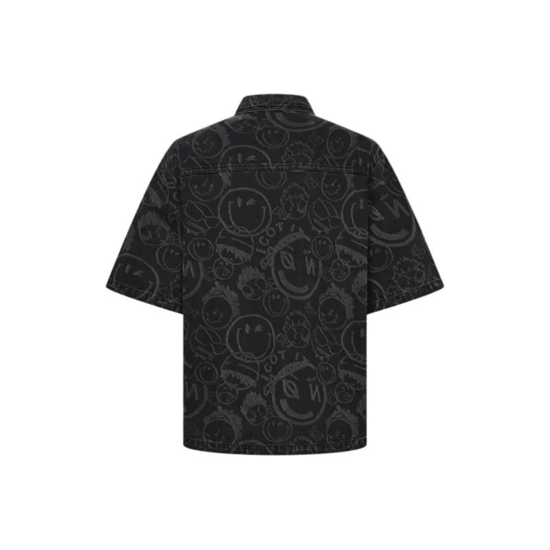 URBAN REVIVO Shirts Men Pitch Black Gray With Print-1