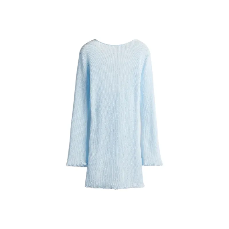 H&M Long Sleeved Dresses Women's Light Blue-0