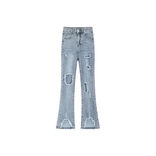 SNZX Jeans Women's Washed Blue Pants