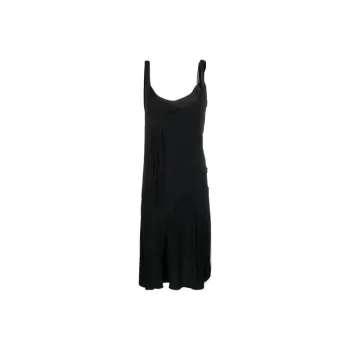 Victoria Beckham Asymmetric Fringed Midi Slip Dress