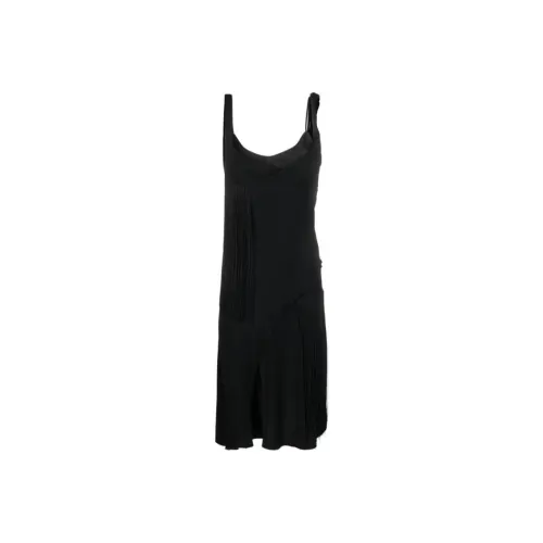 Victoria Beckham Asymmetric Fringed Midi Slip Dress