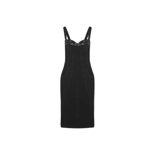 VERSACE JEANS COUTURE Bucked belts Denim Midi Dress