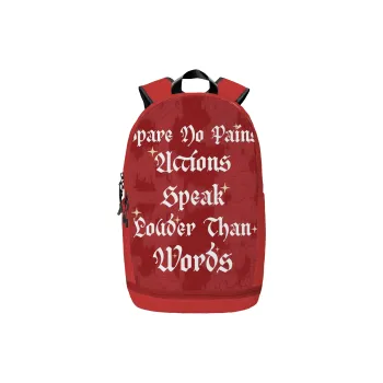 Spare No Pains. Polyester Backpack Regular Unisex Red/White