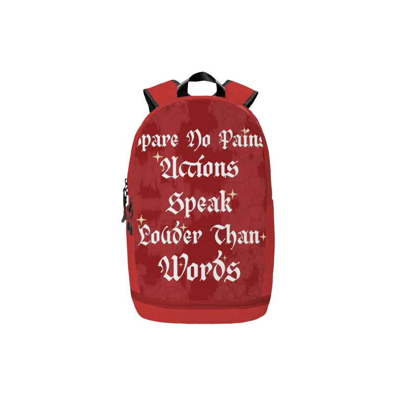 Spare No Pains. Polyester Backpack Regular Unisex Red/White-0