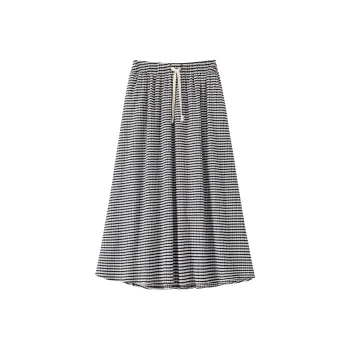 SISILYON STUDIO Casual Long Skirts Women's Black Plaid