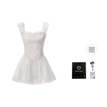 FRAGILE HEART Slip Dress Women's White