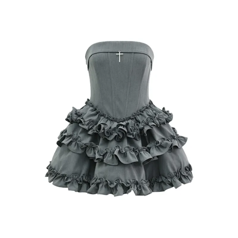 PAZZO Premium Elegance Sleeveless Dress Women's Gray-0