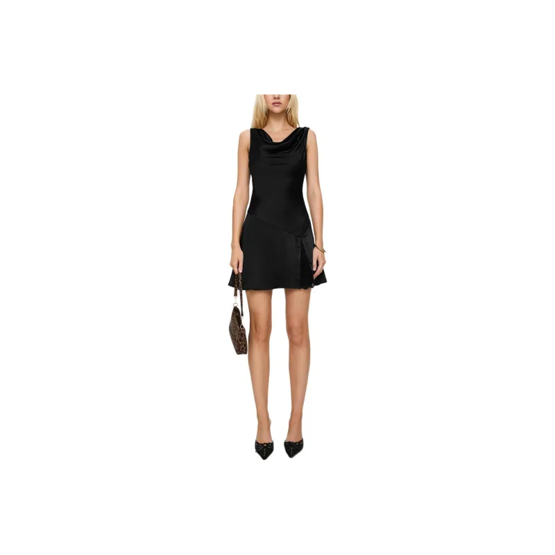 PRINCESS POLLY Old Money Mini Dress Sleeveless Dress Women's BLACK/Black-0