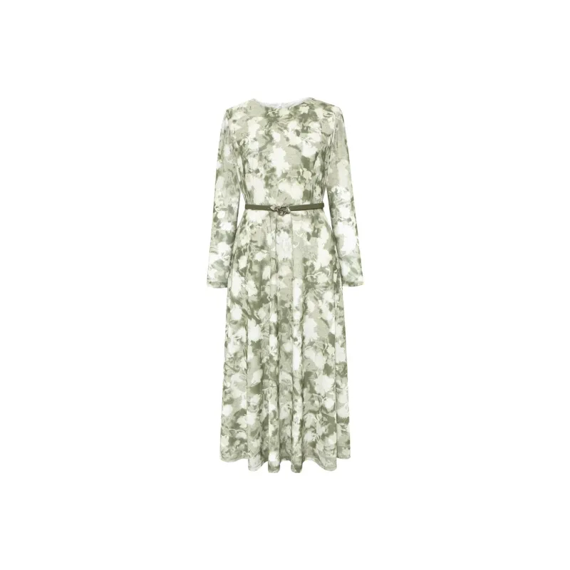 BBLLUUEE Long Sleeved Dress Women's Twilight Green-0