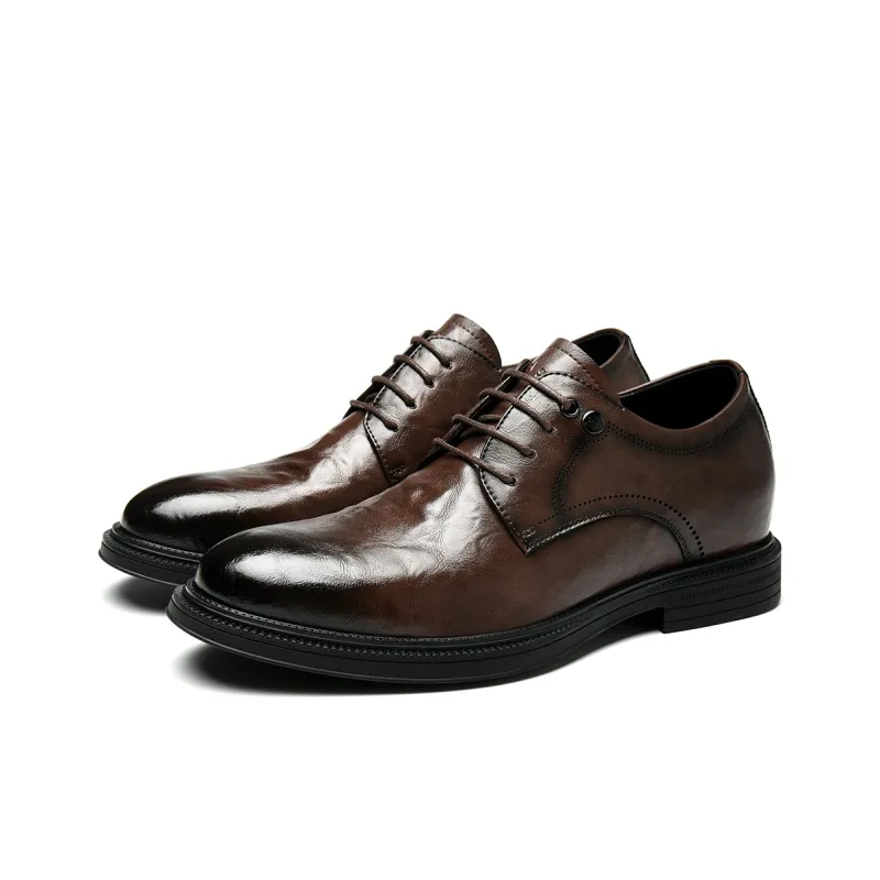 HLA Dress Shoes Men Low Top Black/Brown-6
