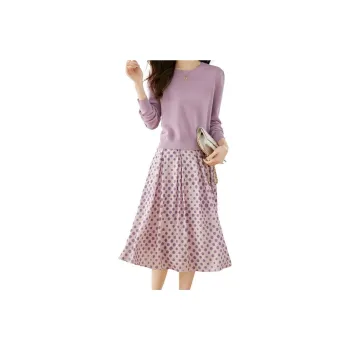 VIMLY FW23 Skirt Set Women's Pink Purple
