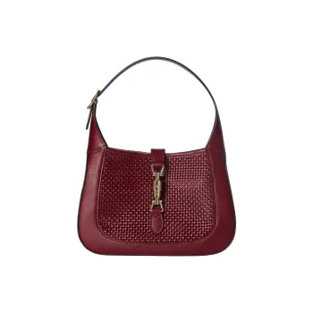 GUCCI Jackie 1961 Leather Handbag, Shoulder Bag Medium Size Women's Red