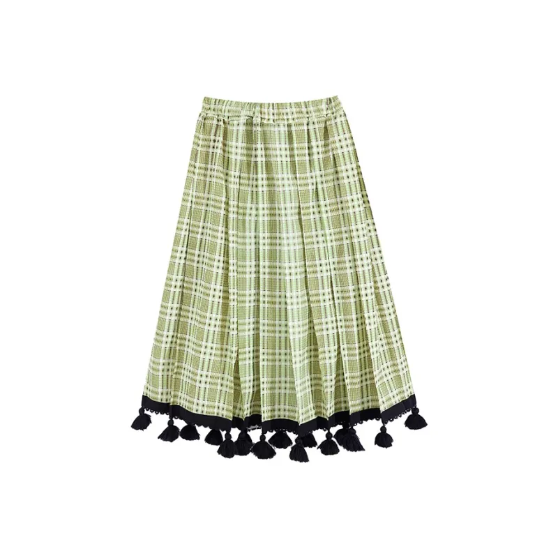 Ouyang Casual Long Skirts Women's Green-0