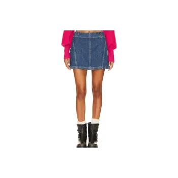 FREE PEOPLE Denim Short Skirts Women's Blue