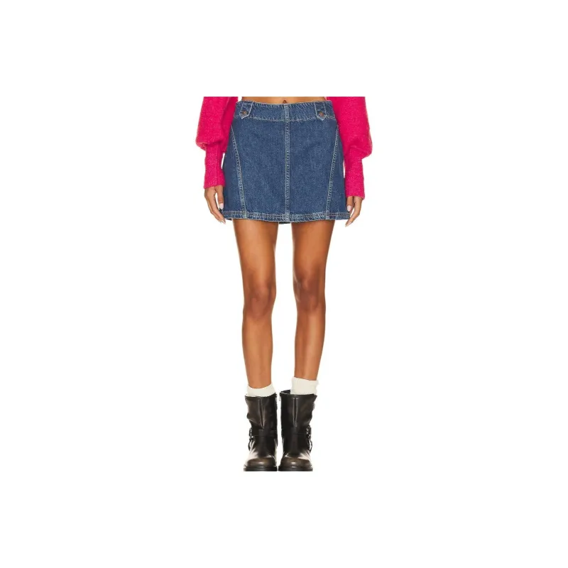 FREE PEOPLE Denim Short Skirts Women's Blue-0