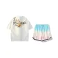Clothing Set (White T-Shirt+Blue Pink Gradient Shorts)