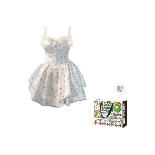 OURUOKE Slip Dresses Women's White