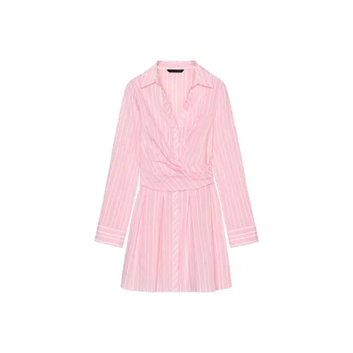ZARA Long Sleeved Dress Women's Pink/White