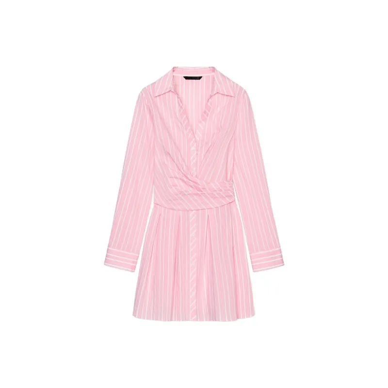 ZARA Long Sleeved Dress Women's Pink/White-0