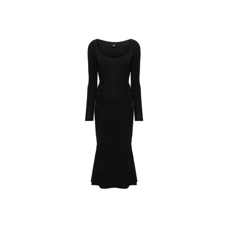 PINKO Scoop neck Ruched Midi Dress-0