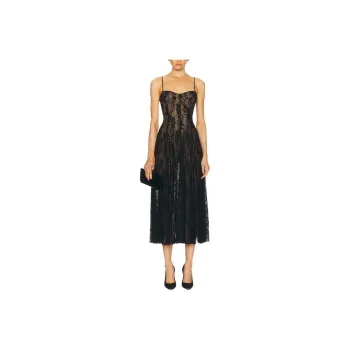 NORMA KAMALI Floral lace Midi Dress