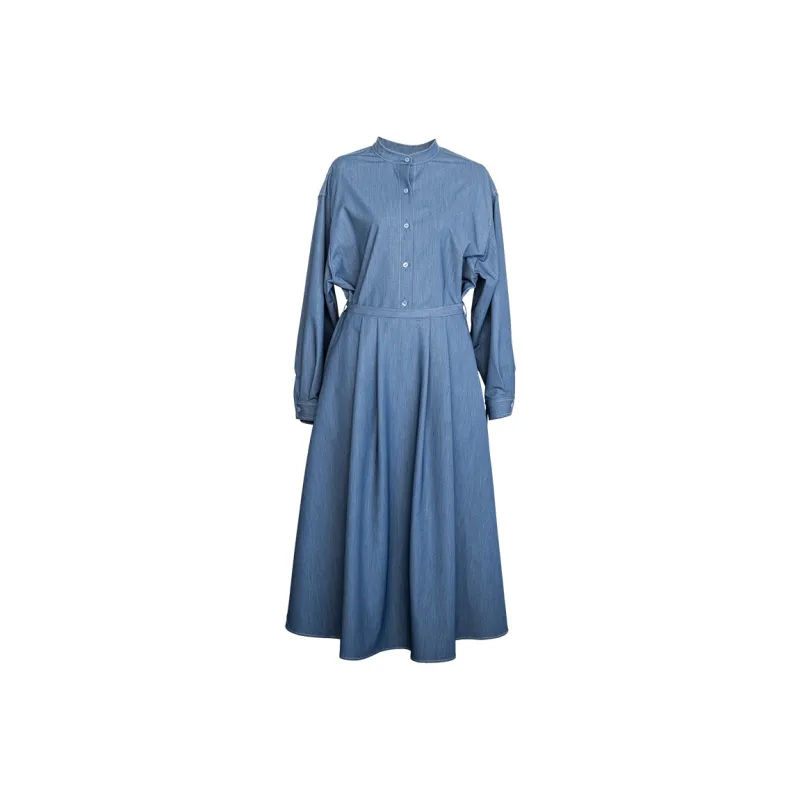 ROEYSHOUSE Long Sleeved Dresses Women's Denim Blue-0