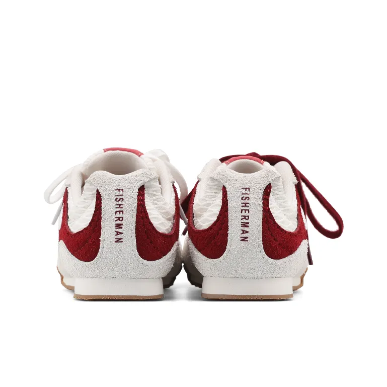 Cat&Sofa Slip Resistant Cushioning Low Top Casual Shoes Unisex White Red-4