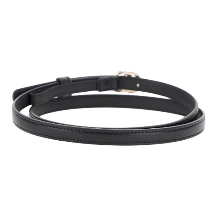 GUCCI Calfskin Leather Belts Women's Black Width 2CM-1