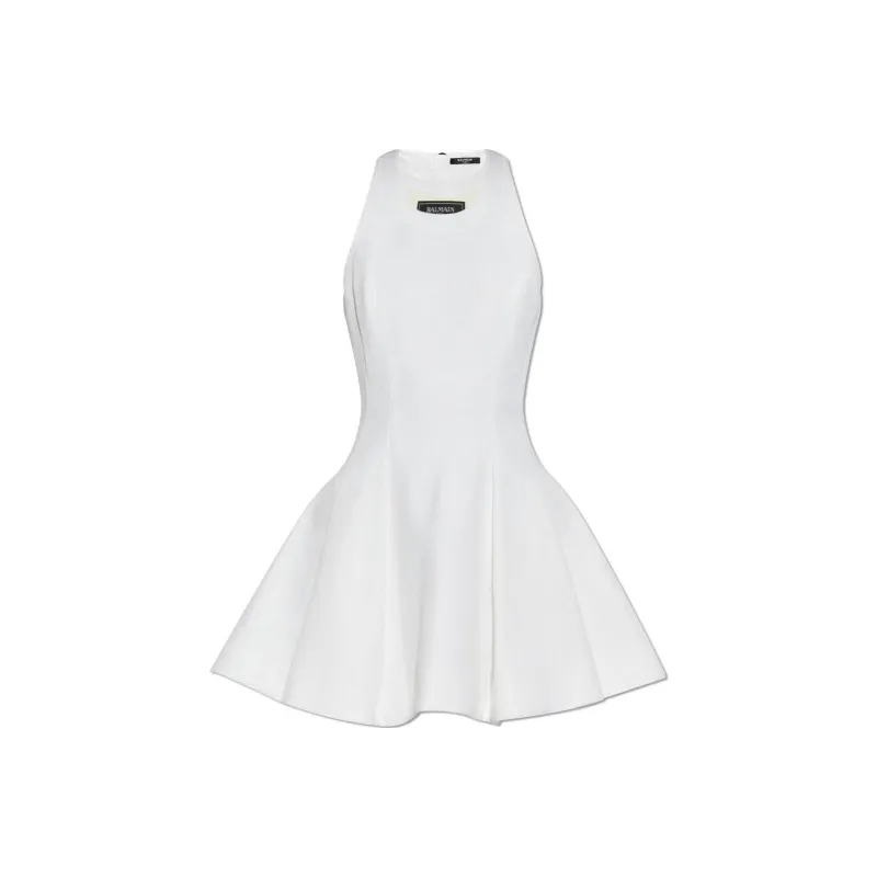 BALMAIN Sleeveless Pleated Mini Dress-0
