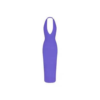SKIMS SOFT LOUNGE DEEP PLUNGE HALTER LONG DRESS Sleeveless Dress Women's Tanzanite