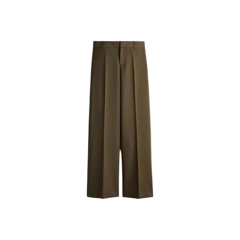 H&M Suit Trouser Women's Dark Khaki Green-0