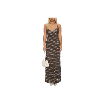 PRINCESS POLLY JORJANA POLKA MAXI DRESS Slip Dress Women's Brown White/Brown White