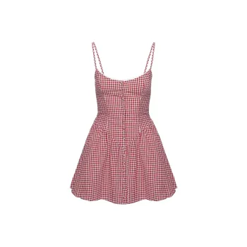 PRINCESS POLLY TOULOUSE MINI DRESS Slip Dresses Women's RED GINGHAM/Red Check