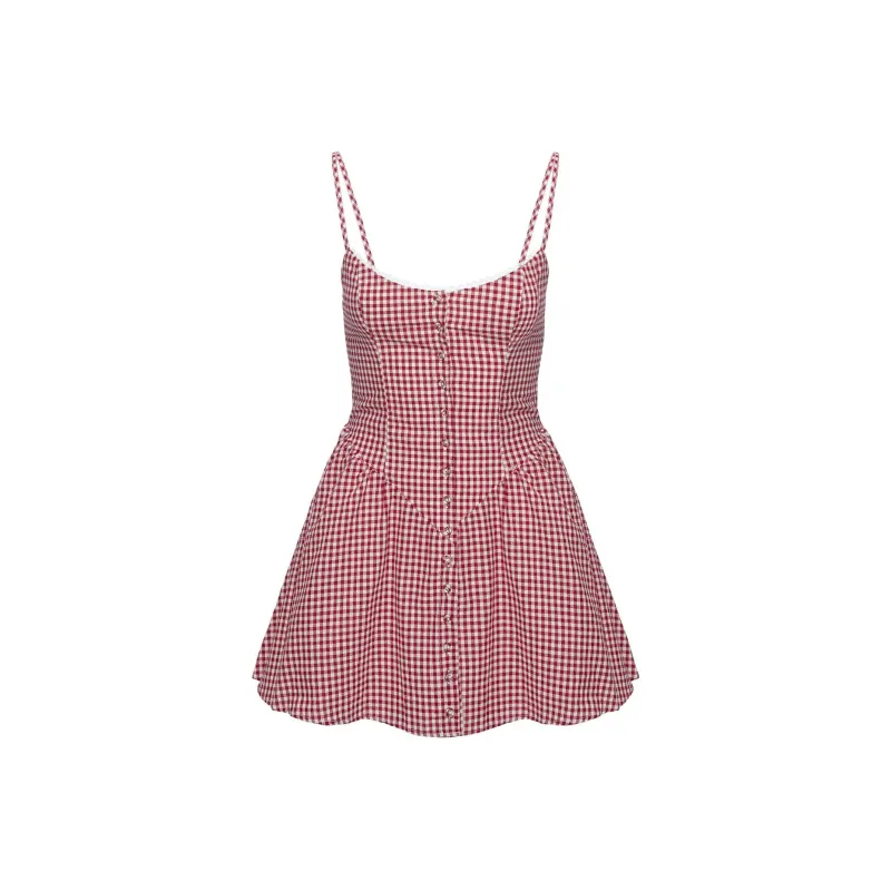 PRINCESS POLLY TOULOUSE MINI DRESS Slip Dresses Women's RED GINGHAM/Red Check-0