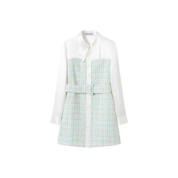 ANDREA MARTIN Long Sleeved Dress Women's Blue White