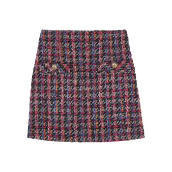 Sandro Button-embellished Tweed Miniskirt