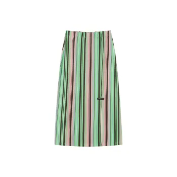 CHUU Casual Long Skirts Women's Pink Stripes