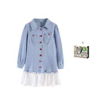 ZVJH Long Sleeved Dresses Women's Blue