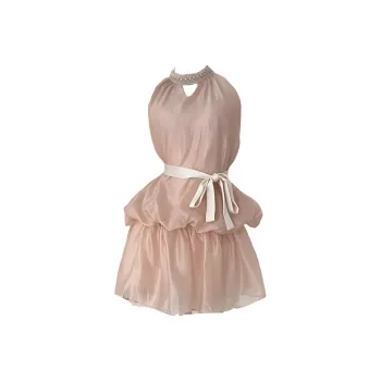 SECFLY OFFICIAL Sleeveless Dress Women's Shimmer Nude Pink